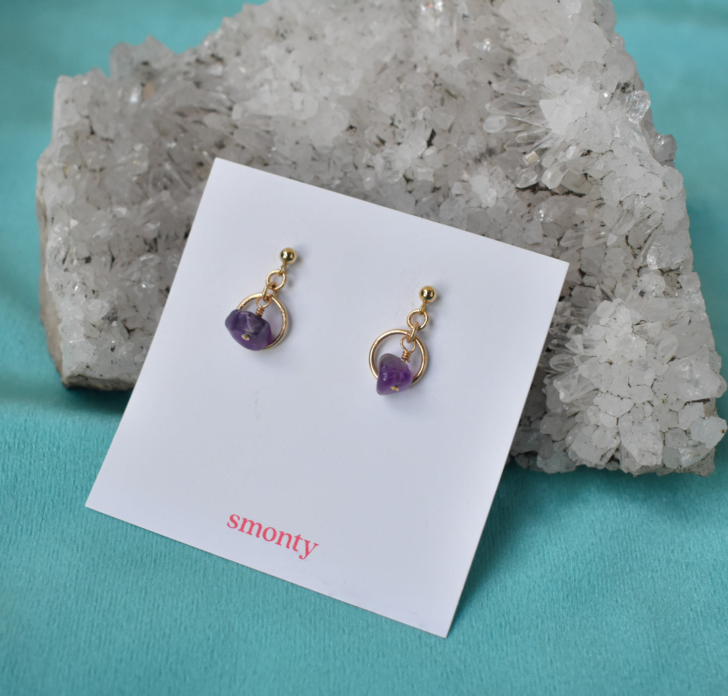 luna earrings - amethyst