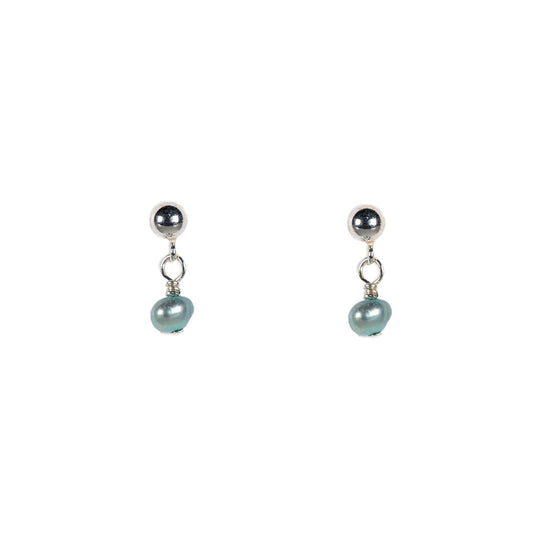 turquoise pearl earrings - sterling silver