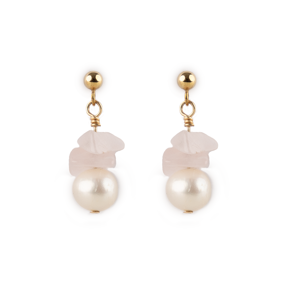 bisou earrings - rose quartz