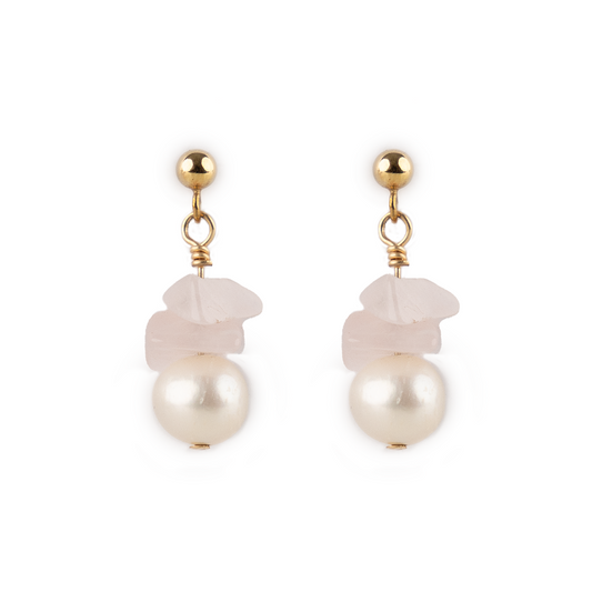 bisou earrings - rose quartz