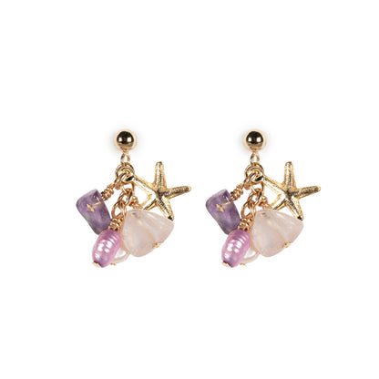 cluster earrings - pink & purple