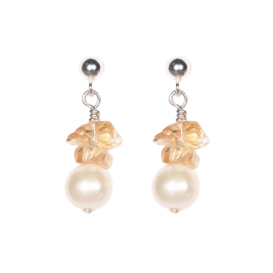 bisou earrings - silver citrine