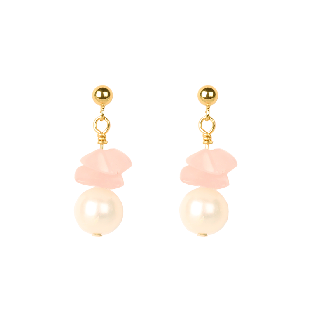 bisou earrings - rose quartz