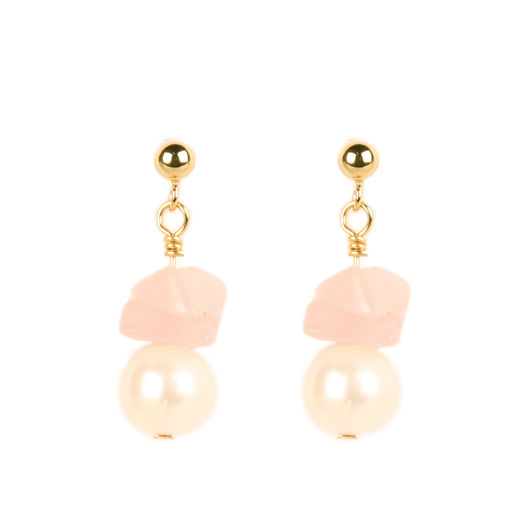 bisou earrings - rose quartz